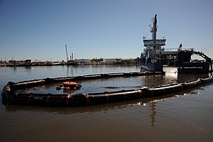 Gulf Coast Responder, a 210-foot oil spill response vessel, skims oil on the Sabine-Naches waterway 100126-G- -486.jpg