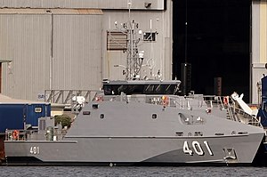 HMPNGS Ted Diro (P401) in the Austal shipyards in Henderson, Western Australia.jpg